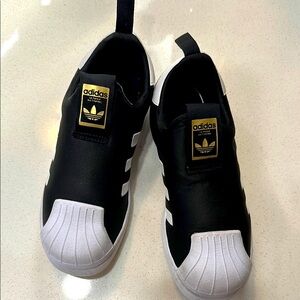 Adidas Black and White Slip-On Shoes